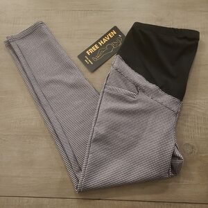 Maternity Free Haven Black and White Checkered Leggings